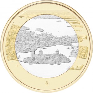 Реверс монеты Финляндия, 5 евро, 2018, Финский пейзаж - Замок Олавинлинна