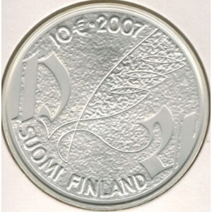 Реверс монеты Финляндия, 10 евро, 2007, 450 лет со дня смерти Микаэля Агриколы