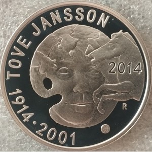 Реверс монеты Финляндия, 20 евро, 2014, 100 лет со дня рождения Туве Янссон