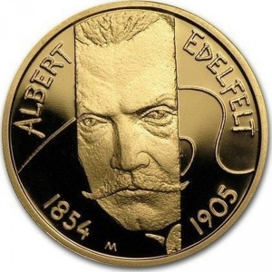 Реверс монеты Финляндия, 100 евро, 2004, 150 лет со дня рождения Альберта Эдельфельта