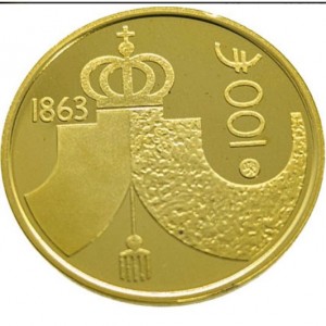 Реверс монеты Финляндия, 100 евро, 2013, 150 лет Парламенту