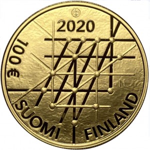 Реверс монеты Финляндия, 100 евро, 2020, 100 лет Университету Турку