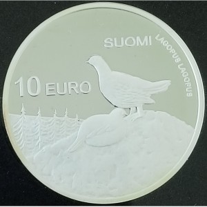Реверс монеты Финляндия, 10 евро, 1998, Белая куропатка
