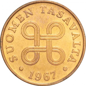 Аверс монеты Финляндия, 1 пенни, 1963-1969