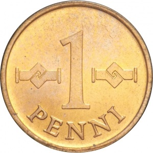Реверс монеты Финляндия, 1 пенни, 1963-1969