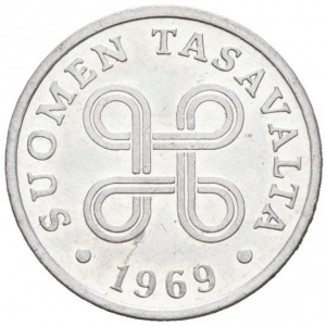 Аверс монеты Финляндия, 1 пенни, 1969-1979
