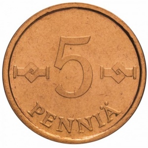 Реверс монеты Финляндия, 5 пенни, 1963-1977