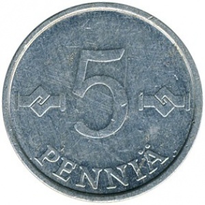 Реверс монеты Финляндия, 5 пенни, 1977-1990