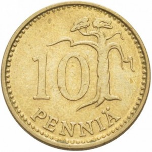 Реверс монеты Финляндия, 10 пенни, 1963-1982