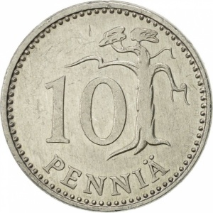 Реверс монеты Финляндия, 10 пенни, 1983-1990
