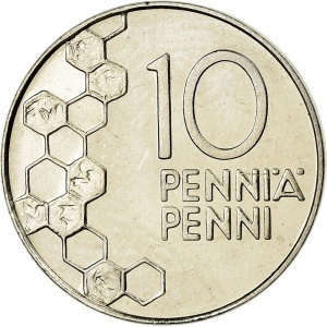 Реверс монеты Финляндия, 10 пенни, 1990-2001