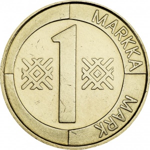 Реверс монеты Финляндия, 1 марка, 1993-2001