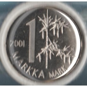 Реверс монеты Финляндия, 1 марка, 2001, Последний выпуск марки перед переходом на евро