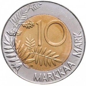 Реверс монеты Финляндия, 10 марок, 1995, Вступление Финляндии в Европейский союз