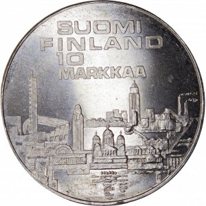 Аверс монеты Финляндия, 10 марок, 1971, X Чемпионат Европы по легкой атлетике