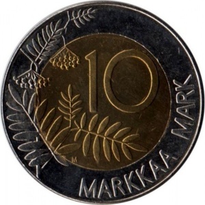 Реверс монеты Финляндия, 10 марок, 1995, Вступление Финляндии в Европейский союз