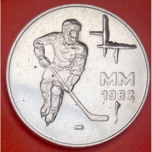 Реверс монеты Финляндия, 50 марок, 1982, Чемпионат мира по хоккею