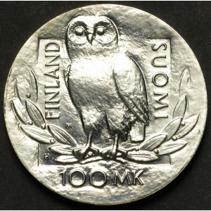 Аверс монеты Финляндия, 100 марок, 1990, 350 лет Хельсинкскому университету