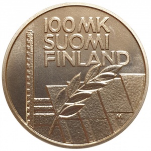 Аверс монеты Финляндия, 100 марок, 1994, 16-й чемпионат Европы по легкой атлетике