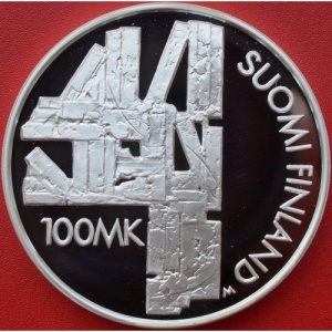 Аверс монеты Финляндия, 100 марок, 2000, Алексис Киви