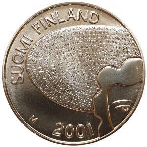 Аверс монеты Финляндия, 100 марок, 2001, 125 лет со дня рождения Айно Акте