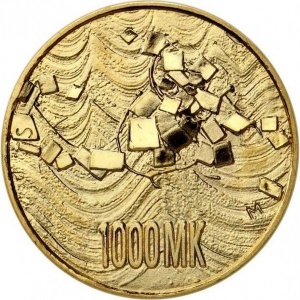 Реверс монеты Финляндия, 1000 марок, 1992, 75 лет независимости