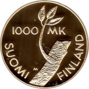 Аверс монеты Финляндия, 1000 марок, 1997, 80 лет независимости