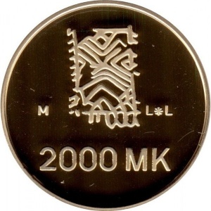 Реверс монеты Финляндия, 2000 марок, 1995, 50 лет миру