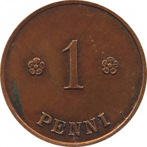 Реверс монеты Финляндия, 1 пенни, 1919-1924