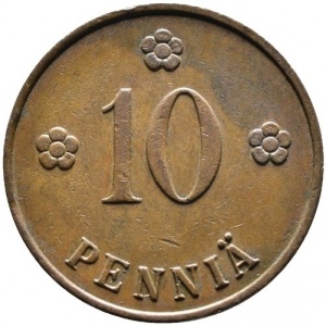 Реверс монеты Финляндия, 10 пенни, 1919-1940