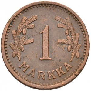 Реверс монеты Финляндия, 1 марка, 1940-1951