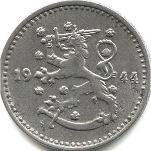Аверс монеты Финляндия, 1 марка, 1943-1952