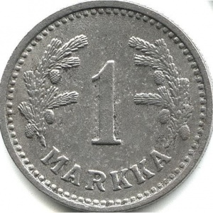 Реверс монеты Финляндия, 1 марка, 1943-1952