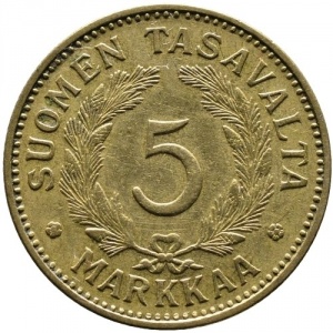 Реверс монеты Финляндия, 5 марок, 1928-1942