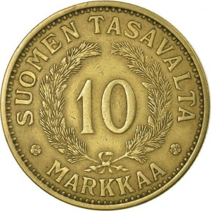 Реверс монеты Финляндия, 10 марок, 1928-1939