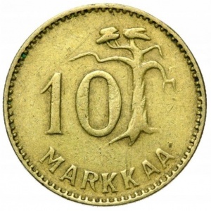 Реверс монеты Финляндия, 10 марок, 1952-1962