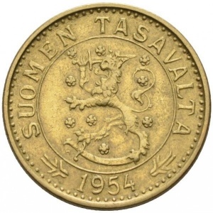 Аверс монеты Финляндия, 20 марок, 1952-1962