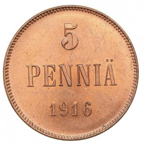 Реверс монеты Финляндия, 5 пенни, 1896-1917
