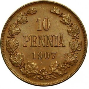 Реверс монеты Финляндия, 10 пенни, 1895-1917