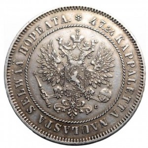 Аверс монеты Финляндия, 2 марки, 1874-1908
