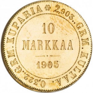 Реверс монеты Финляндия, 10 марок, 1878-1913