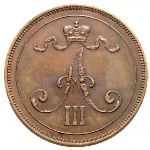 Аверс монеты Финляндия, 10 пенни, 1889-1891