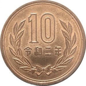 Реверс монеты Япония, 10 йен, 2019-2026