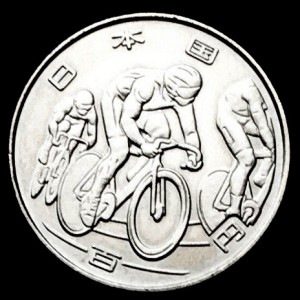 Аверс монеты Япония, 100 йен, 2019, XXXII летние Олимпийские игры, Токио 2020 - Велогонки