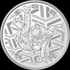 Аверс монеты Япония, 1000 йен, 2019, XXXII летние Олимпийские игры, Токио 2020 - Дзюдо