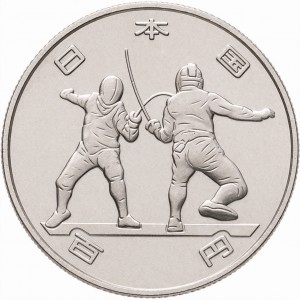 Аверс монеты Япония, 100 йен, 2018, XXXII летние Олимпийские игры, Токио 2020 - Фехтование
