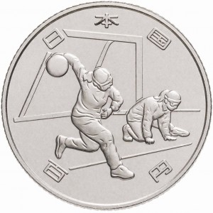 Аверс монеты Япония, 100 йен, 2019, XVI летние Паралимпийские игры, Токио 2020 - Голбол