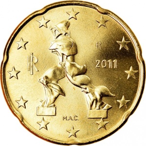 Аверс монеты Италия, 20 евроцентов, 2008-2026
