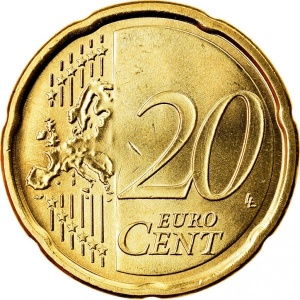 Реверс монеты Италия, 20 евроцентов, 2008-2026
