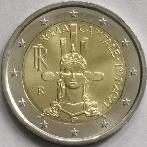 Аверс монеты Италия, 2 евро, 2021, 150 лет объявлению Рима столицей Италии